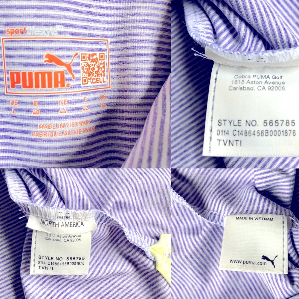 PUMA Golf Polo Dry Cell Micro Strip Active Tee Shirt Purple Large Women’s - Picture 5 of 16